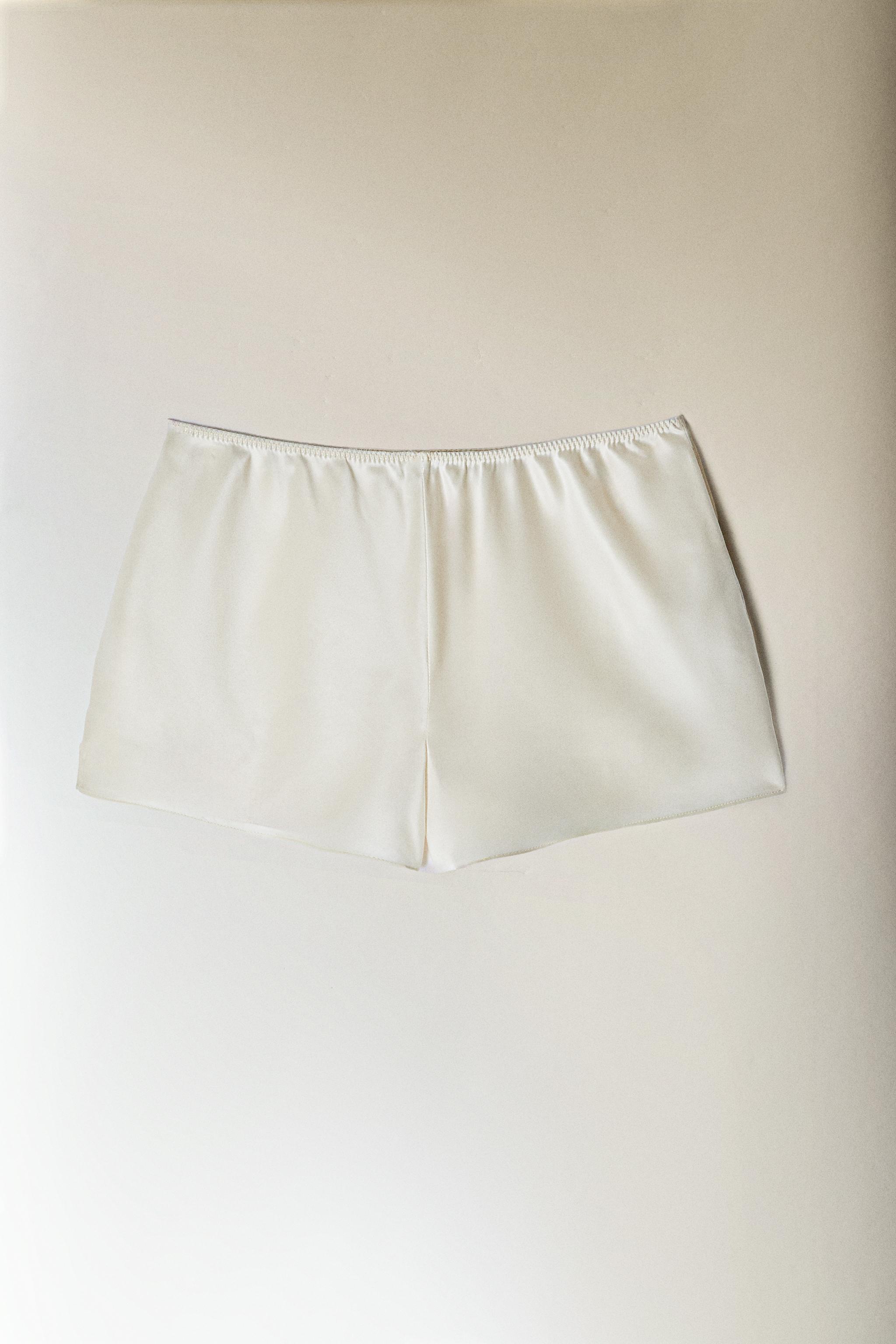 BEIGE SILK SHORTS